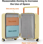 mixi 26 Inch Large Checked Luggage Suitcase with Spinner Wheels Upgrade Wide Handle PC Hard Shell Rolling Travel Suitcase with TSA Lock, Lark Yellow