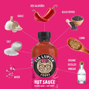 Tia Lupita Hot Sauce 8 Oz (Pack of 2) - Flavorful Heat, Medium Spice with Smoky-Sweet Flavor - Gluten-Free, Non-GMO, Sugar-Free, Low Sodium, Keto-Friendly, No Carbs - Made with Red Jalapeño Peppers