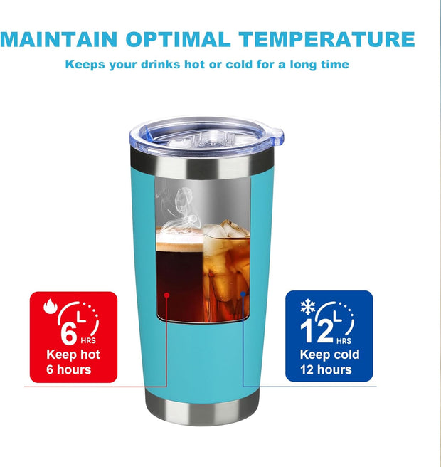 Personalized Custom Print in USA Tumbler 20oz Stainless Steel Double Wall Coffee Cup with Lid & Straw Insulated Tumbler with Colorful Text Logo Photo