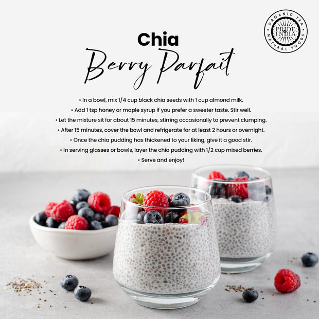 Pride Of India Natural Black Chia Seeds - Ideal Smoothie Ingredient & Salad Topping - Omega 3 Source, High Fiber Superfood & Protein Rich Seed - 1.25 Pound (20oz) Jar