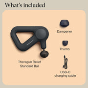 TheraGun Therabody Relief Handheld Percussion Massage Gun - Easy-to-Use, Comfortable & Light Personal Massager for Every Day Pain Relief Massage Therapy in Neck, Back, Leg, Shoulder and Body (Navy)