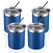 MEWAY 12oz/8 Pack Coffee Mug With Lid, Insulated Stainless Steel Reusable Coffee Cup, Double Wall Durable Coffee Mug, Powder Coate，For Coffee, Beer, Home, Office(MIX,8 Pack)