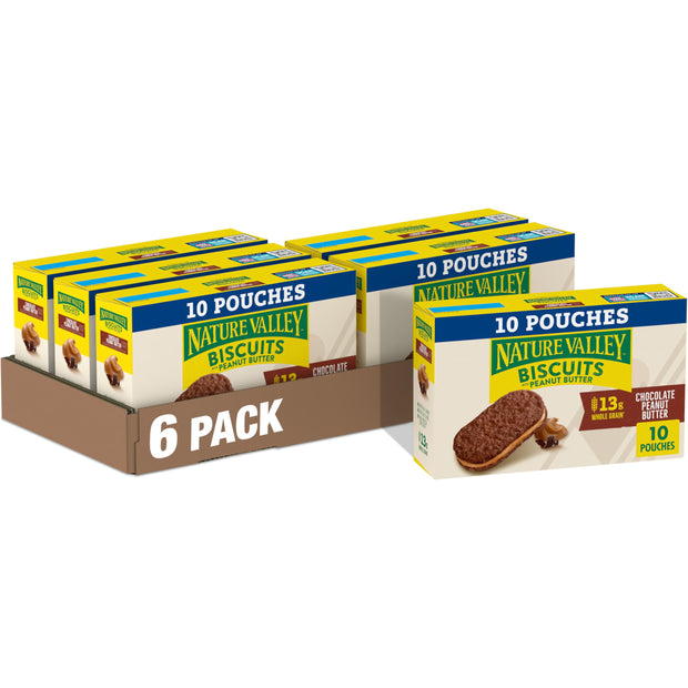 Nature Valley Biscuit Sandwiches, Peanut Butter, Snack Bars, 10 Bars, 13.5 oz