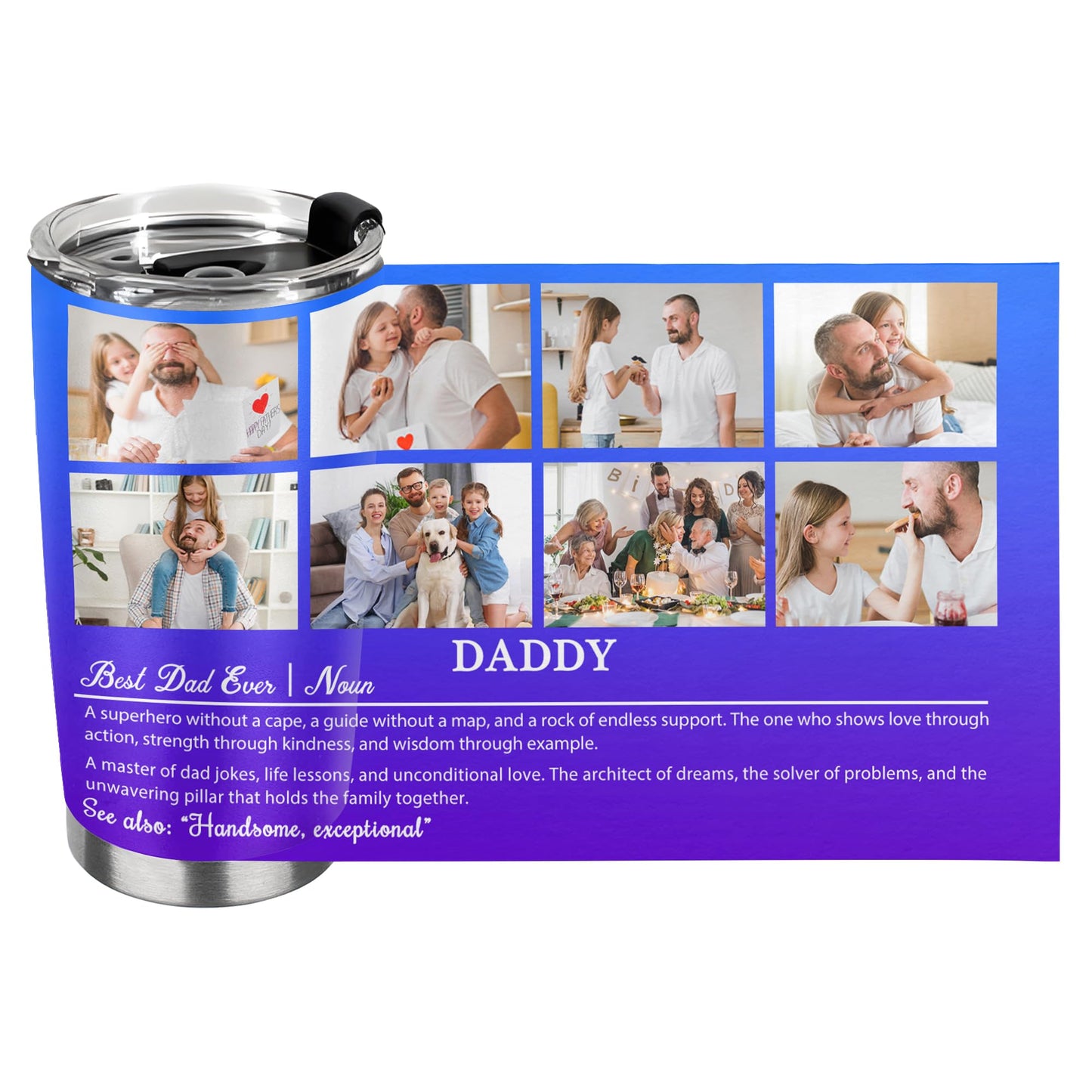 Personalized Tumbler Custom Vacuum Insulated Travel Mug Customizable Coffee Cup with Your Photos and Text Christmas Birthday Gift