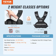 VEVOR Adjustable Weighted Vest, 11-20lb/20-32lbs/35lbs/40lbs Weight Vest with 6 Ironsand Weights and Reflective Stripe, Workout Equipment for Strength Training Running Jogging