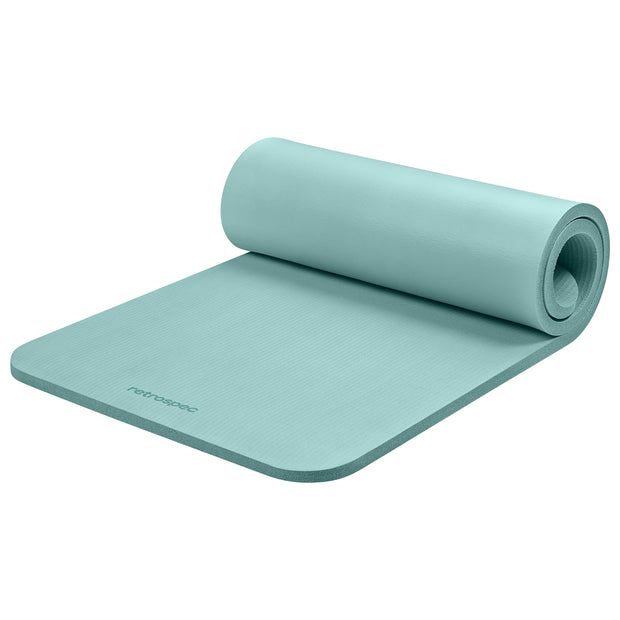 Retrospec Solana Yoga Mat 1" Thick With Nylon Carry Strap for Men & Women - Non Slip Exercise Mat for Home Yoga, Pilates, Stretching, Floor & Fitness Workouts