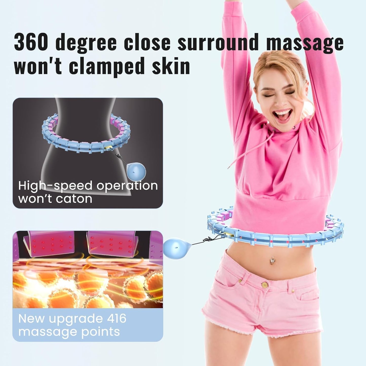 65inch 32 Knots Plus Size Quiet Weighted Hula Infinity Fitness Detachable Hoops Smart Silent Infinity Hula for Women 2 in 1 Waist and Abdominal Workout Hoop
