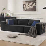 106" Cloud Sectional Couch, Left/Right Facing Convertible Sofa with Deep Seat, L-Shape Modular Upholstered Foam Couch for Living Room Bedroom, No Assembly Required (Corduroy Fabric, Beige)