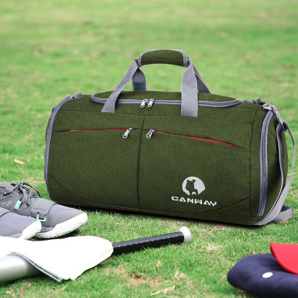 Canway Sports Gym Bag, Travel Duffel bag with Wet Pocket & Shoes Compartment for men women, 45L, Lightweight