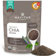 Navitas Organics Chia Seeds – For Chia Pudding, Smoothies, Baking, Salads & More – Omega 3, Fiber, Minerals - USDA Organic, Non GMO, Kosher, Gluten Free, Keto (16oz. Bag, 15 Servings)