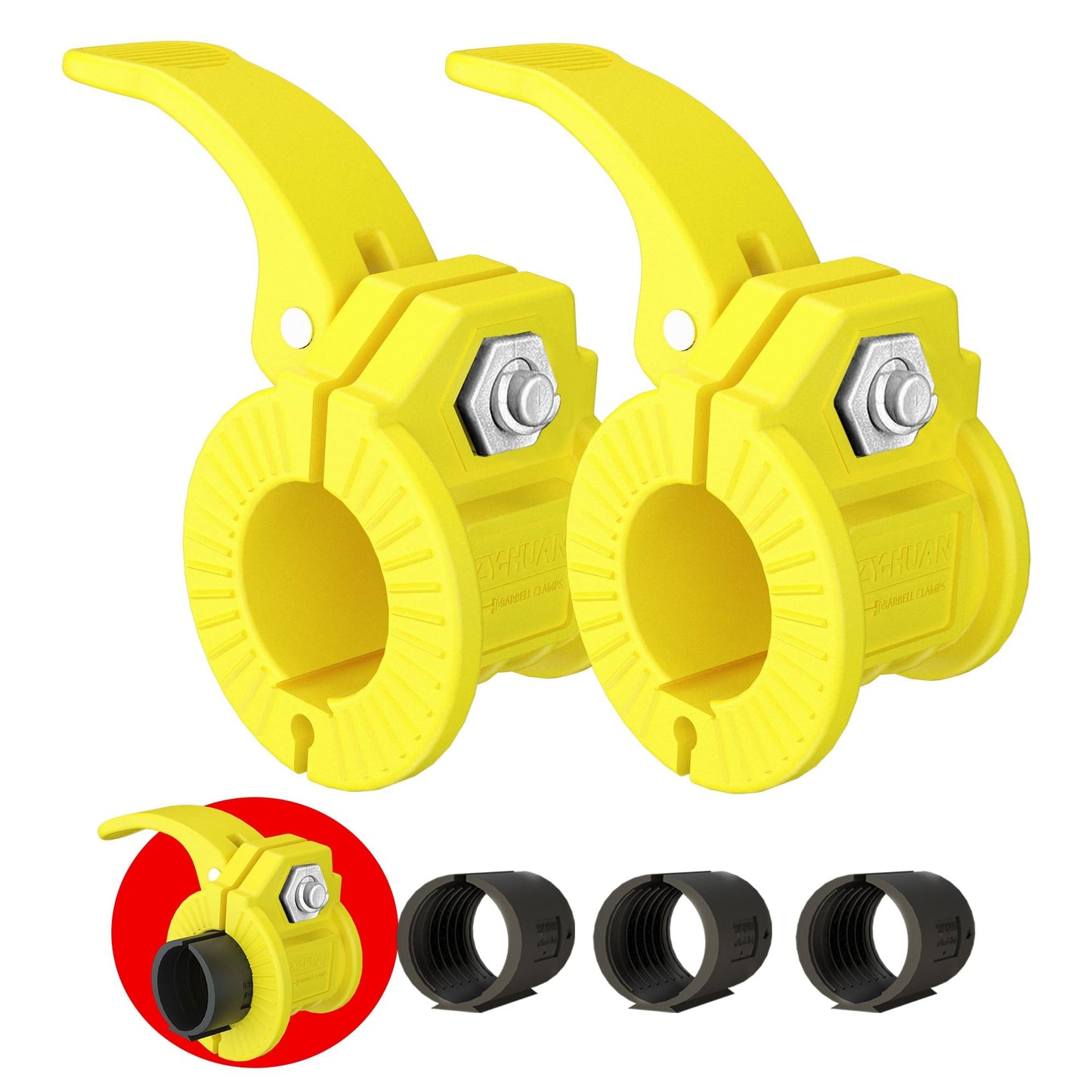 Barbell Clips 1 Inch Quick Release Weight Clamps 0.9-1.18inch Multi-Size Adjustable Olympic Clamps for Bars
