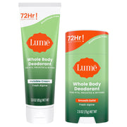Lume Whole Body Deodorant - Invisible Cream and Solid - 72 Hour Odor Control - Aluminum Free, Baking Soda Free, Skin Safe - 3.0 Ounce Cream and 2.6 Ounce Solid Bundle (Lavender Sage)