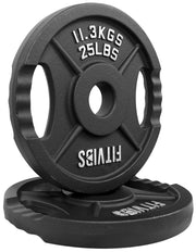 Olympic Cast Iron Plate for Strength Training and Weightlifting, Pairs, Sets or Set with Barbell, Multiple Sizes