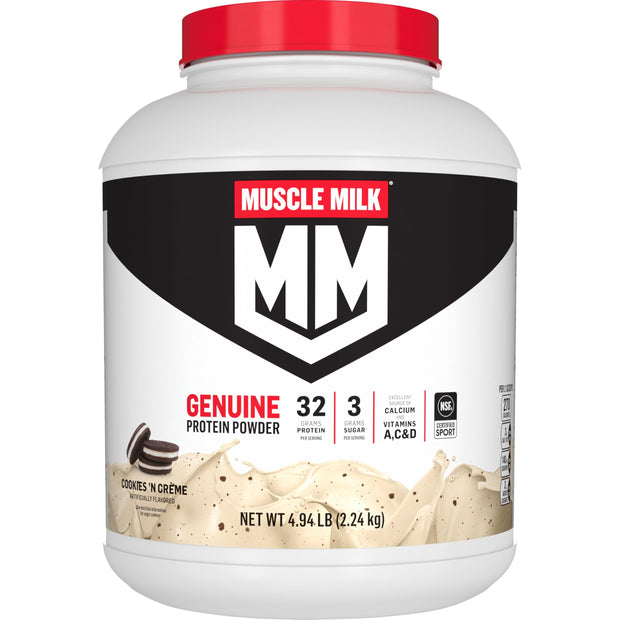 Muscle Milk Genuine Protein Powder, Strawberries 'N Crème, 32g Protein, 4.94 Pound