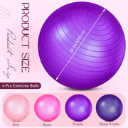 Leyndo 4 Pcs 26 Inch Yoga Exercise Ball Pilates Pregnancy Birthing Fitness Ball with Quick Pump Anti Burst for Improved Posture, Balance, Yoga, Pilates, Training