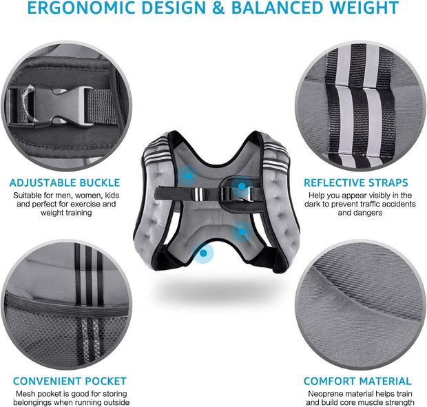 Weighted Vest Weight Vest for Men Women Kids Weights Included, Body Weight Vests Adjustable for Running, Training Workout, Jogging, Walking