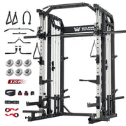 Major Fitness Drone2 Advanced Training Smith Machines– All-in-One Home Gym Squat Rack with Aluminum Pulley Set , Weight Bar, Dual LAT Pull-Down Systems & Cable Crossover Machine for Full-Body Workouts
