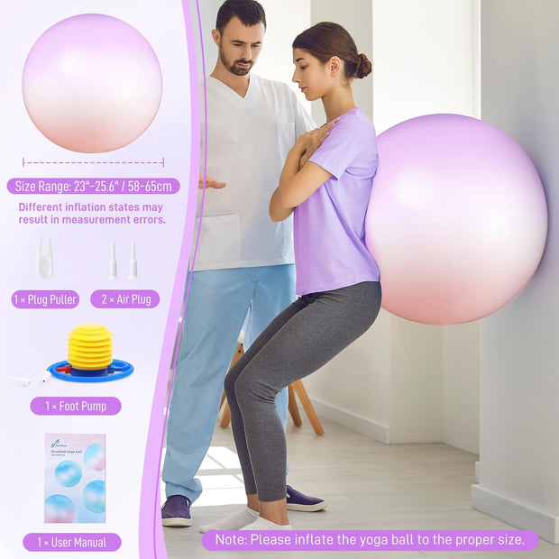 Sportneer Extra Thick Exercise Ball - 25.6''Yoga Ball with Quick Pump - Anti-Burst and Slip Resistant Fitness Ball Chair for Pregnancy and Physical Therapy