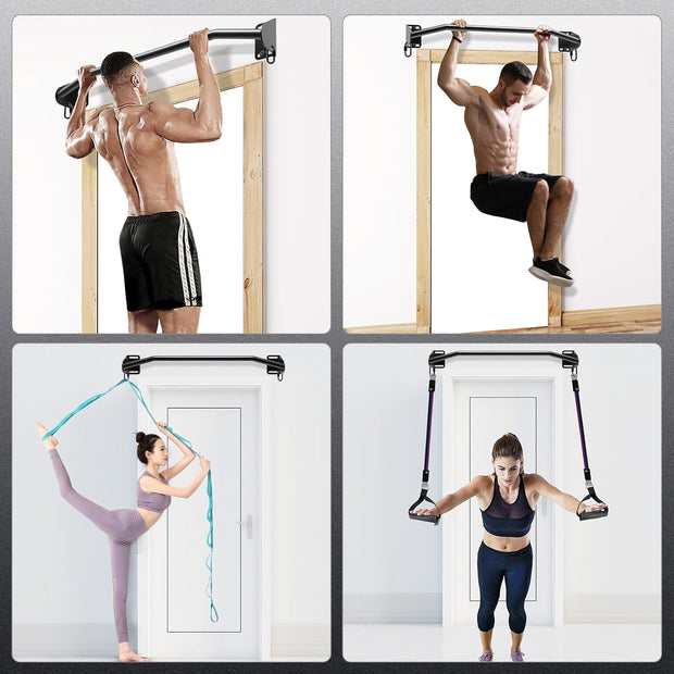 SELEWARE Heavy Duty Welded Pull Up Bar, Versatile Doorway Wall Mount, Joist Mounted, and Ceiling Mounted Chin Up Bars, Thick Metal Sturdy Construction for Full Body Workouts Support 500 lbs