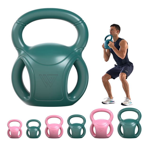 RUNWE 3 Handle Kettlebells Weight - Weight for Women Options 5, 10, 15 and 20 LB for Russian Twists AB Exercise, Weightlifting and Core Fitness Exercise Home Gym [Single in Sold]