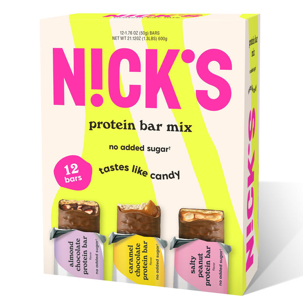 Nick's Protein Bars Crispy Cookie Chocolate, High Protein, Low Calories, Low Carb, Keto Friendly Snacks No Added Sugar (Multipack 12 bars x 50g), Crispy Cookie flavor