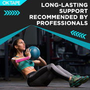 OK TAPE 4 Rolls Kinesiology Tape Precut, Cotton Elastic Athletic Tape Latex Free,20 Strips per Roll 2in x 16ft,Muscle Support,Mixcolor