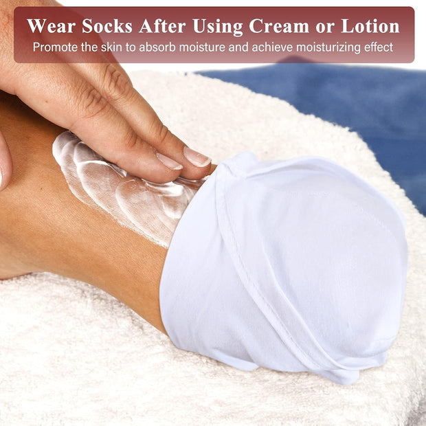 5 Pairs Moisturizing Socks Overnight Spa Socks for Dry Feet, Moisture Enhancing Socks, Cosmetic Moisturizing Socks for Women and Men, White