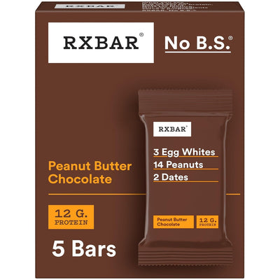 RXBAR Protein Bars, Protein Snack, Snack Bars, Peanut Butter Chocolate, 9.1oz Box (5 Count)