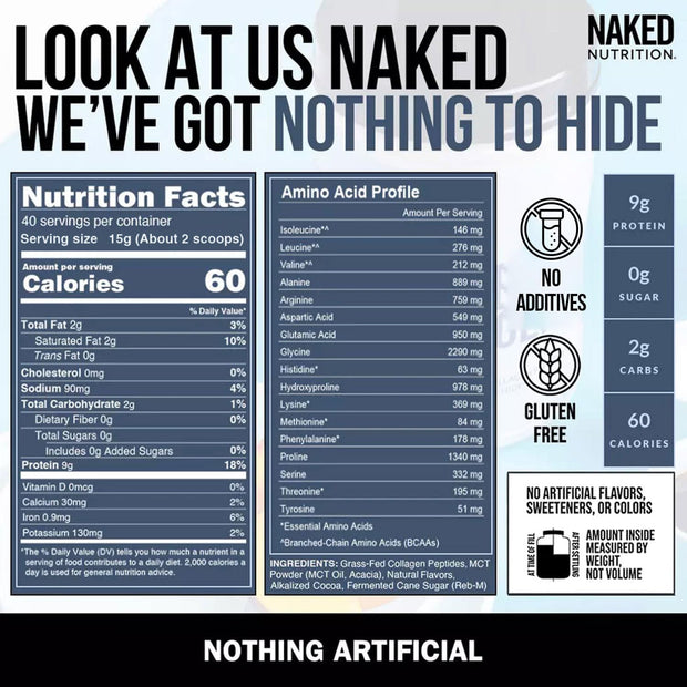 Naked Collagen Mocha Coffee Creamer - Collagen Creamer For Coffee - Dairy-Free, Gluten-Free, GMO-Free - Support Hair, Skin, and Nails - 40 Servings