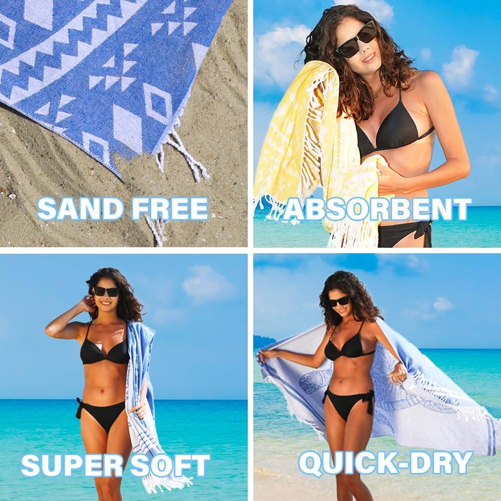 Thin Turkish Beach Towel Quick Dry Absorbent Cotton Lightweight Bath Pool Towels Extra Large Oversized Sand Free Beach Stuff Cloud Adults Gift