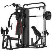 SunHome Multifunction Home Gym System Workout Station,Smith Machine with 138LB Weight Stack, Leg Press, LAT Station for Full Body Training