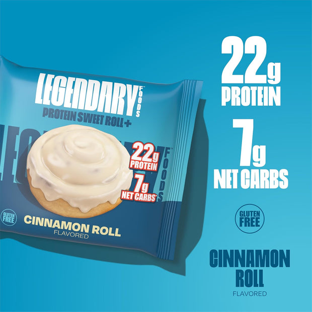 Legendary Foods Cinnamon Roll 22g Protein Bars – Gluten-Free, Low Carb Meal Option – Sweet Zero Sugar Snack, Keto-Friendly – 10-Pack High Protein Pre- or Post-Workout Nutrition Bars