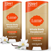 Lume Whole Body Deodorant - Smooth Solid Stick - 72 Hour Odor Control - Aluminum Free, Baking Soda Free and Skin Safe - 2.6 Ounce (Pack of 2) (Soft Powder)