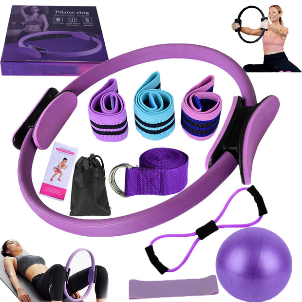 Pilates Essentials Kit for Women, Better Me Pilates Kit for Home Workouts, Pilates Rings Booty Bands for Working Out Glutes Yoga Ball 25cm Figure 8 Resistance Band Yoga Bands for Stretching
