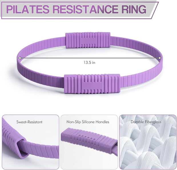 Pilates Ring Fitness Circle, 13.5" Magic Circle Ring for Women, Flexible Resistance Exercise Equipment for Toning Thighs, Legs, Arms & Core