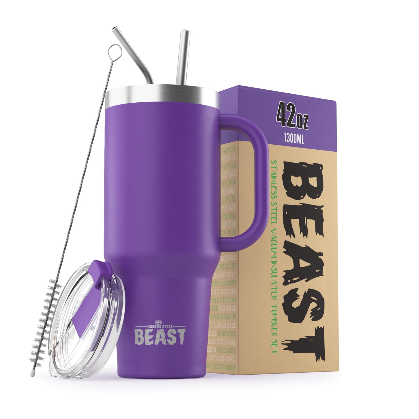Beast 50 oz Tumbler Stainless Steel Vacuum Insulated Coffee Ice Cup Double Wall Travel Flask (Arctic White)