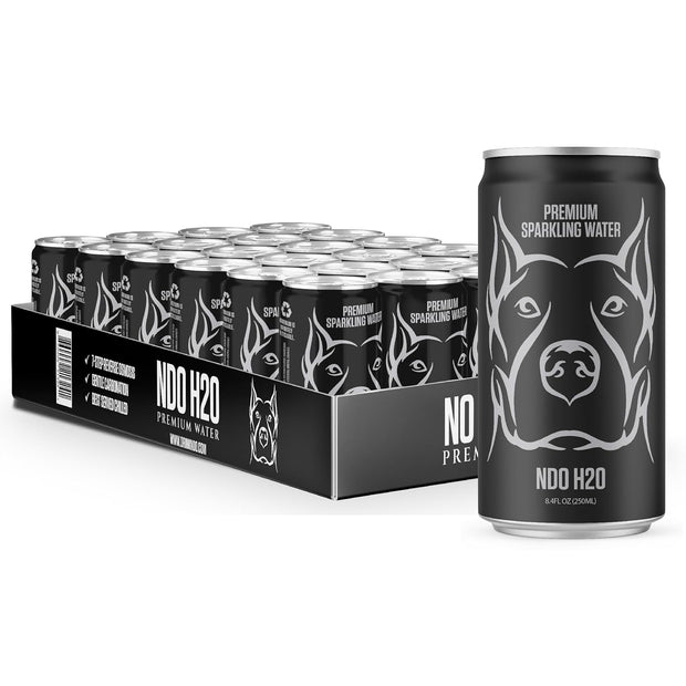 NDO H2O Premium Purified Water Case - 24 Pack (8.4 fl oz, Sparkling) | Reverse Osmosis Canned Water | Tested for Over 400 Impurities | Purified, Carbonated & Balanced | Alkaline & Minerals