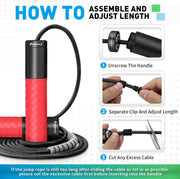 Weighted Jump Rope for Men, Women (1.5LB) - Alloy Steel Handles, Speed Skipping Rope, Gym,Indoor/Outdoor - Fitness, Workout, Boxing - Solid PVC & Cotton Rope