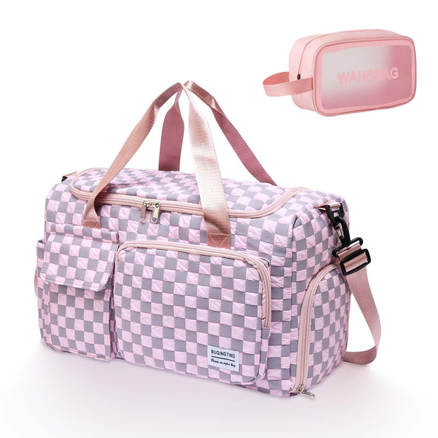 Small Gym Bag for Women, Travel Duffle Bag Carry On Weekender Bag with Shoe Compartment