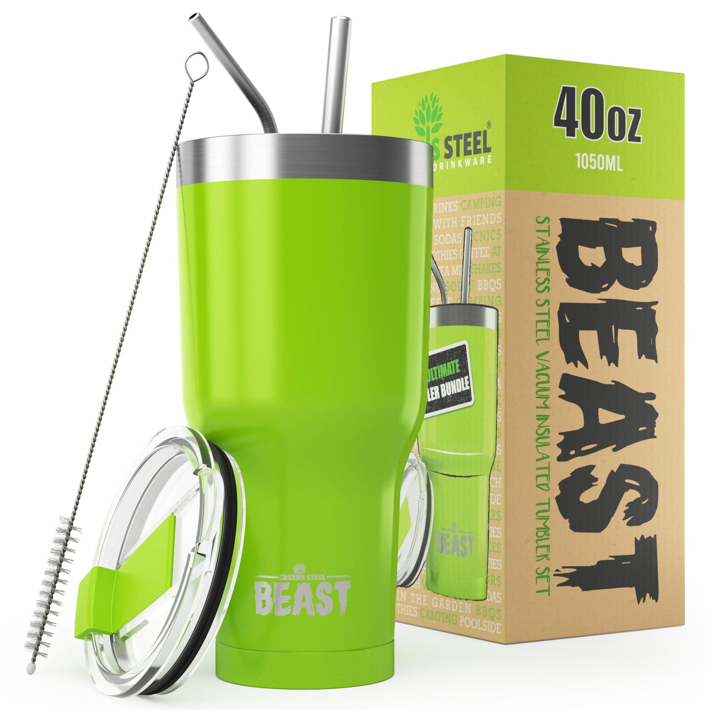 Beast 50 oz Tumbler Stainless Steel Vacuum Insulated Coffee Ice Cup Double Wall Travel Flask (Arctic White)