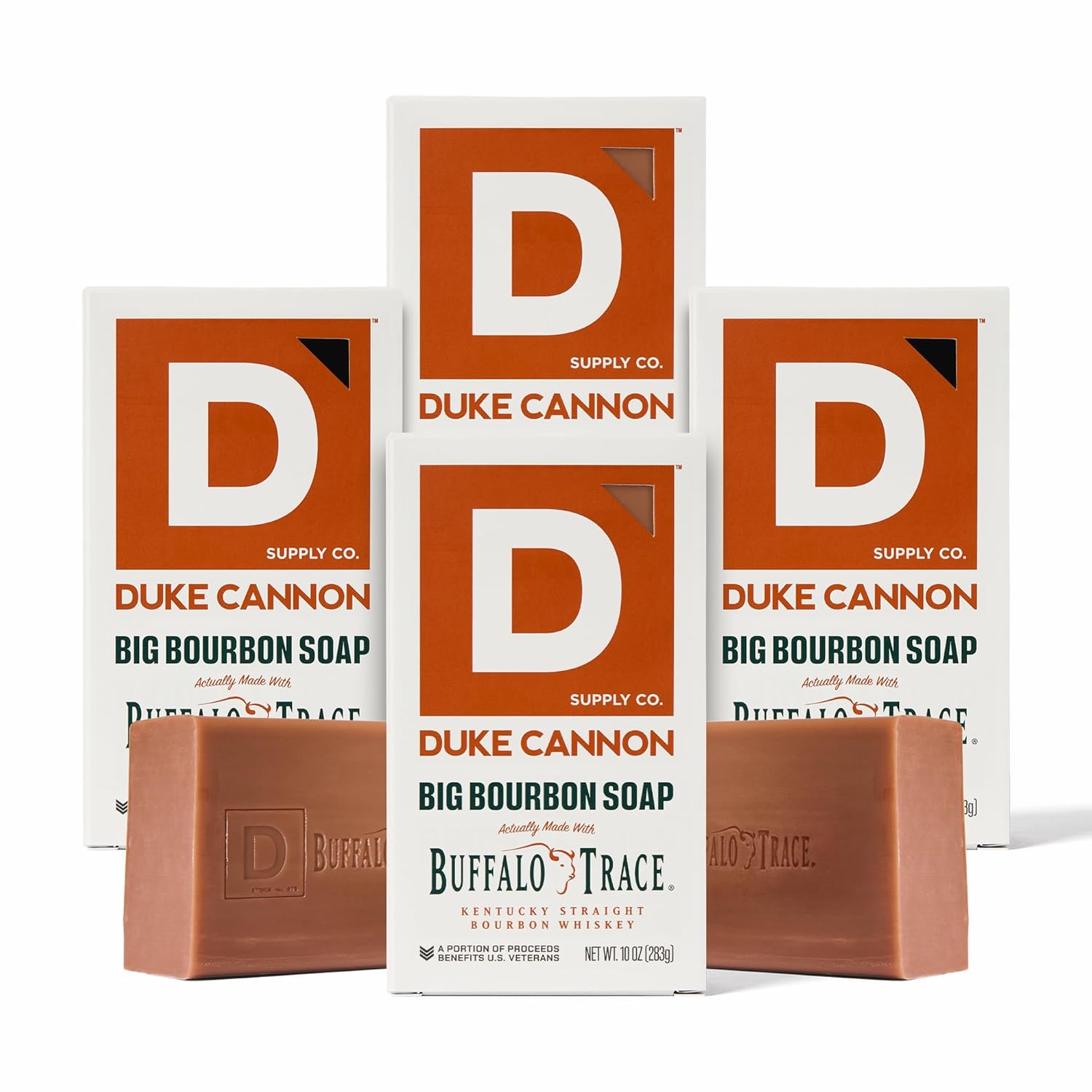 Duke Cannon Supply Co. Extra Large Bar Soap Bundle - Men's Natural Bar Soap With Masculine Scents - Big American Bourbon USA-made soap - All Skin Types - Big Brick of Soap - Bourbon,10 oz (4 Pack)
