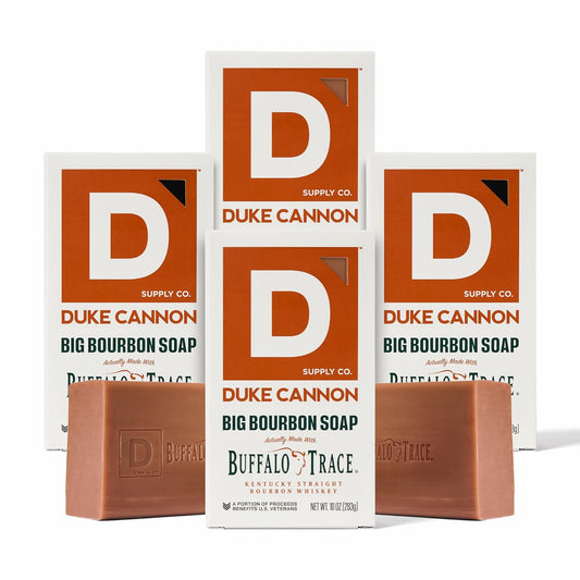 Duke Cannon Supply Co. Extra Large Bar Soap Bundle - Men's Natural Bar Soap With Masculine Scents - Big American Bourbon USA-made soap - All Skin Types - Big Brick of Soap - Bourbon,10 oz (4 Pack)