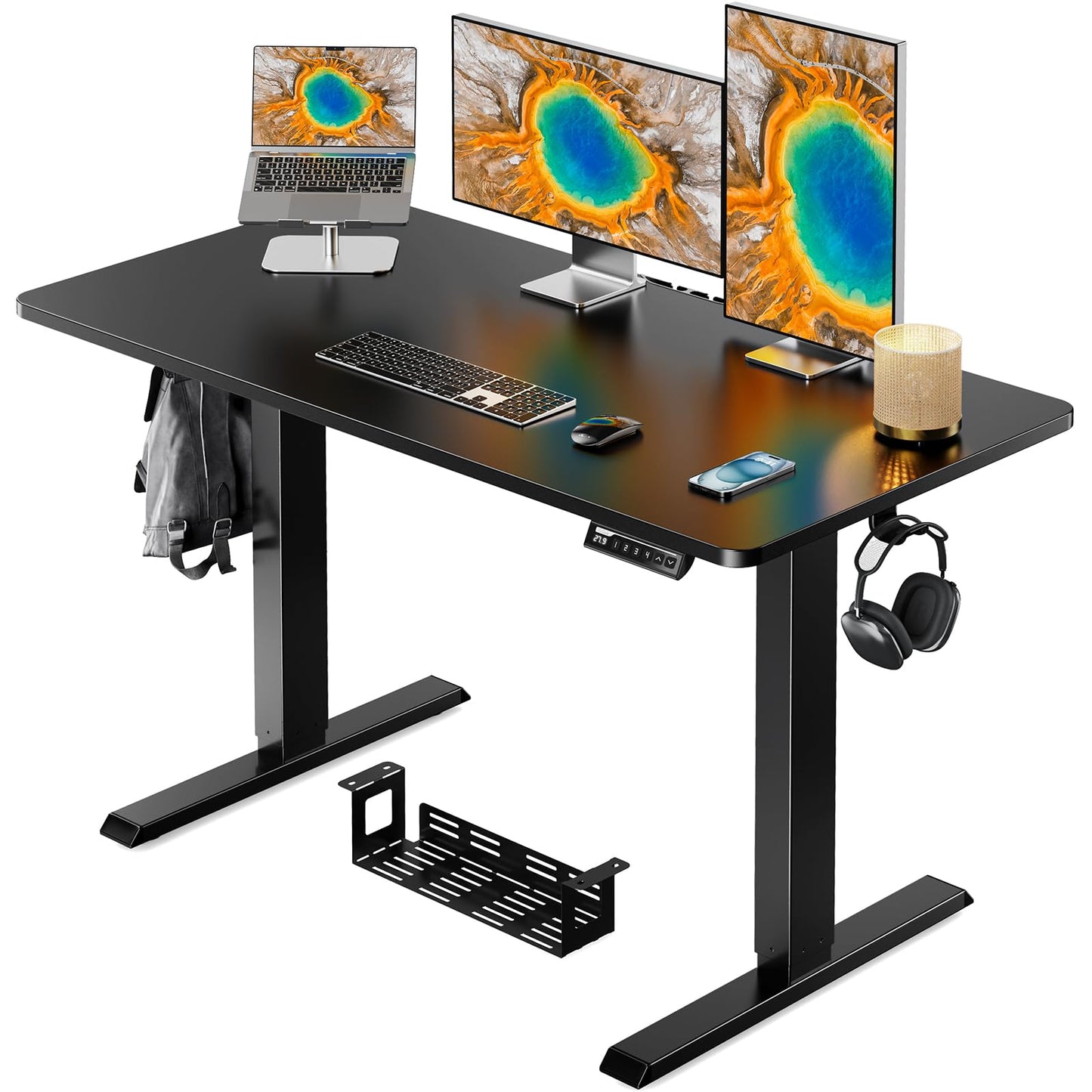 ErGear Electric Standing Desk, 48 x 24 inch Height Adjustable Sit Stand Up Desk, Computer Home Office Desk with 4 Memory Height Buttons, Two Pieces Desktop, Vintage Brown, EGESD110V