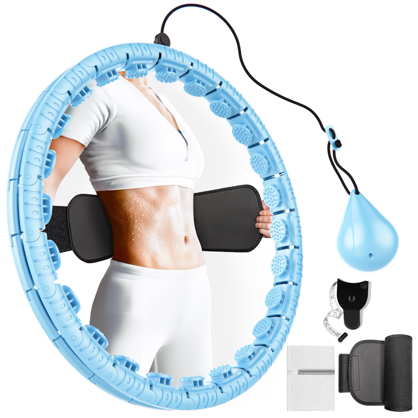 Weighted Hula Hoop for Adults Weight Loss,Infinity Weighted Hoop Plus Size with Sweat Belt,Waist Trainers for Women,Exercise Hula Hoop Womens Weight Loss At Home