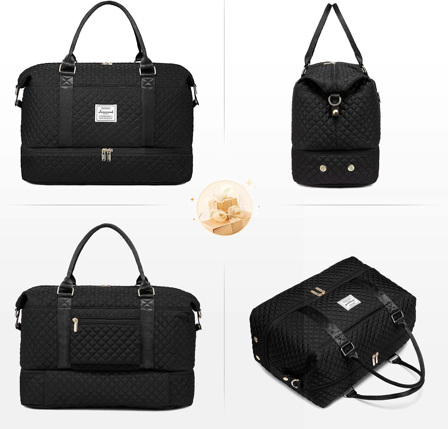 LOVEVOOK Travel Duffle Bag,Weekender Bags for Women with Shoe Compartment，Carry on Overnight Bag with Toiletry Bag,Gym Duffel Bag with Wet Pocket, Hospital Bags for Labor and Delivery