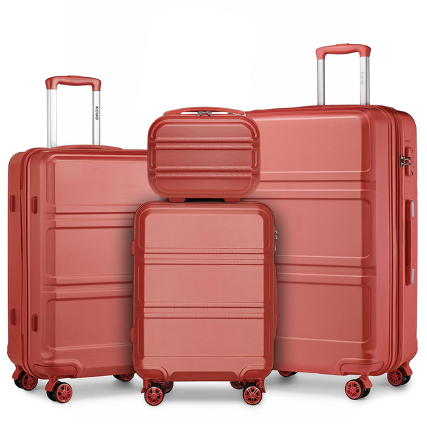 Kono 3 Piece Luggage Sets Expandable(only 28") Lightweight with Spinner Wheels TSA Lock Hardside Travel Rolling Suitcases 20in 24in 28in Carry on Pink