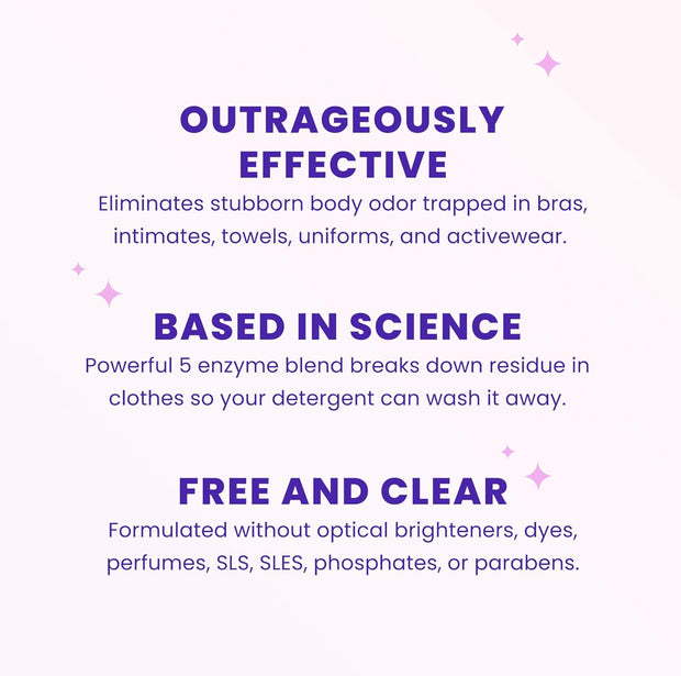 Lume Laundry Stink Eraser - Pretreat Spray & Laundry Brush - Eliminates Body Odor In Clothes - Odor Blasting Enzyme Blend - Makes Your Detergent Work Better - Free And Clear - 16 fluid ounces