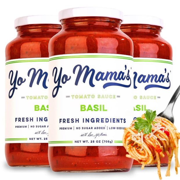 Yo Mama's Foods Keto Marinara Pasta Sauce - (3) 12.5 Ounce Jars - No Sugar Added, Low Carb, Low Sodium, Gluten Free, Paleo Friendly, and Made with Fresh, Non-GMO Tomatoes