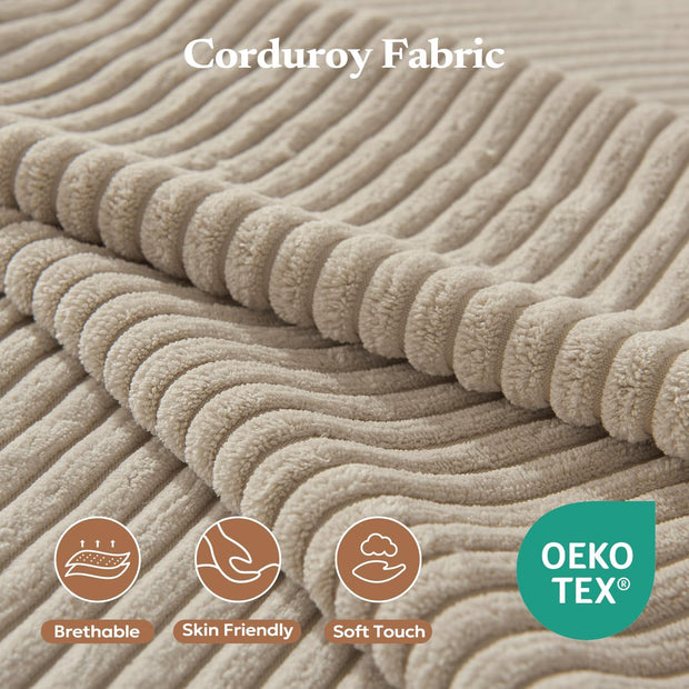 106" Cloud Sectional Couch, Left/Right Facing Convertible Sofa with Deep Seat, L-Shape Modular Upholstered Foam Couch for Living Room Bedroom, No Assembly Required (Corduroy Fabric, Beige)