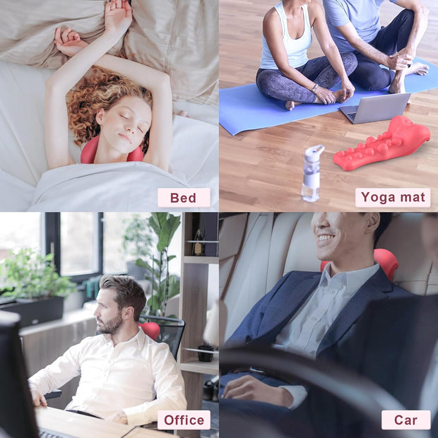 Neck and Shoulder Relaxer with Upper Back Massage Point, Cervical Traction Device Neck Stretcher for TMJ Pain Relief and Cervical Spine Alignment Chiropractic Pillow (Grey)